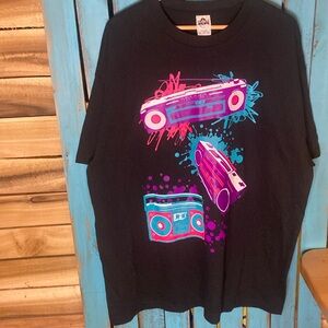 Boomboxes graphic t shirt size XXL black purple white pink turquoise